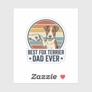 Best Fox Terrier Dad Ever Vintage Dog Lover Shirt_ Sticker