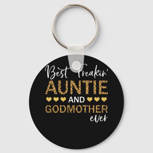 Best Freakin Auntie and Godmoeder Ever Lepard Sleutelhanger (Voorkant)