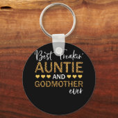 Best Freakin Auntie and Godmoeder Ever Lepard Sleutelhanger (Voorkant)