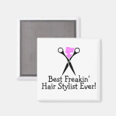 Best Freakin Hair Stylist ooit roze Black Magneet (Voorkant / Achterkant)
