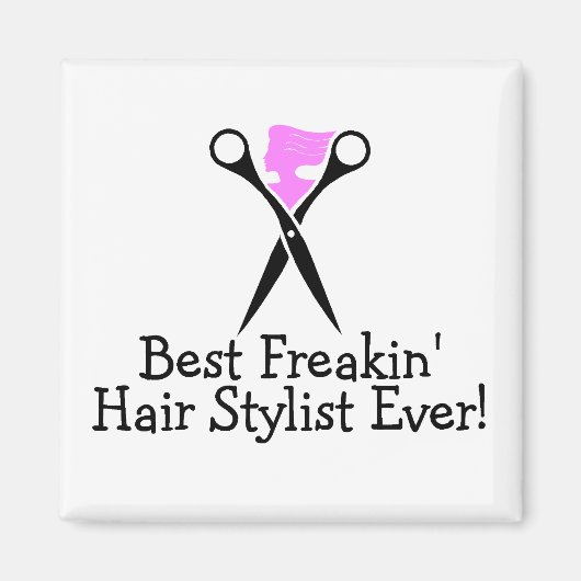 Best Freakin Hair Stylist ooit roze Black Magneet (Voorkant)