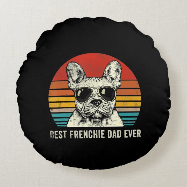 Best Frenchie Pap Ever Funny Bulldog Paft Gift Rond Kussen (Voorkant)