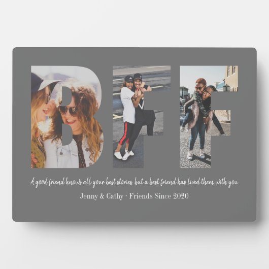 Best Friend BFF Photo Collage Besties Simple Grey Fotoplaat (voorkant)