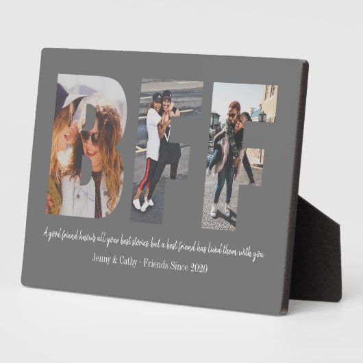 Best Friend BFF Photo Collage Besties Simple Grey Fotoplaat (Zijkant)