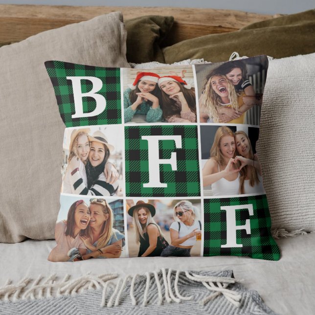 Best Friend BFF Photo Collage Friendship Gift  Kussen (Creator heeft geüpload)
