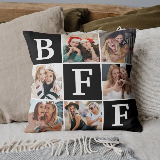 Best Friend BFF Photo Collage Friendship Gift  Kussen (Creator heeft geüpload)