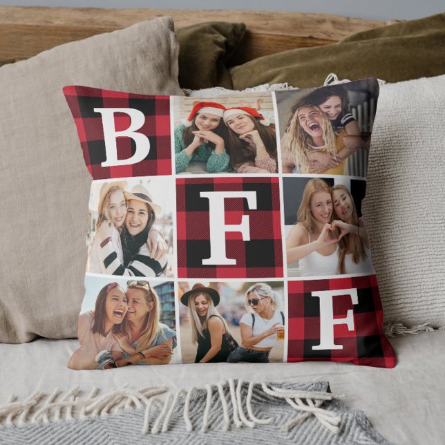 Best Friend BFF Photo Collage Friendship Gift  Kussen (Creator heeft geüpload)