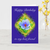 Best Friend Birthday Blue Crocus Kaart (Gele Bloem)