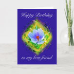 Best Friend Birthday Blue Crocus Kaart<br><div class="desc">Kleine kroesbloesems poppen in het vroege voorjaar en,  oh,  wat een show!</div>