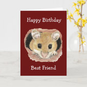 Best Friend Birthday Cute Peking Mouse Fun Kaart (Gele Bloem)