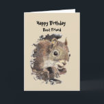 Best Friend Birthday Fun with Squirrel Kaart<br><div class="desc">Met een Fun Birthday-kaart over veroudering voor je beste vriend met een waterverf grijze eekhoorn en humor in de binnenste citaat zeggen ze dat een succesvolle veroudering niet gaat over hoeveel noten je hebt,  maar als je je kunt herinneren waar je ze hebt geplaatst.</div>