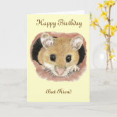 Best Friend Birthday Mouse Wenskaart Kaart (Gele Bloem)