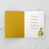 Best Friend Birthday Poem Chickadee & Sunflowers C Kaart (Binnen)