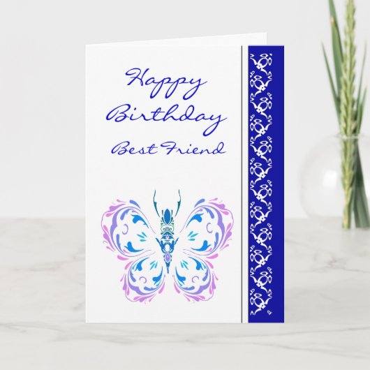 Best Friend Birthday Pretty Pastel Butterfly Kaart (Voorkant)