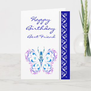 Best Friend Birthday Pretty Pastel Butterfly Kaart