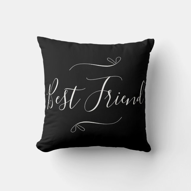 Best Friend Black and White Minimal Modern Script Kussen (Voorkant)