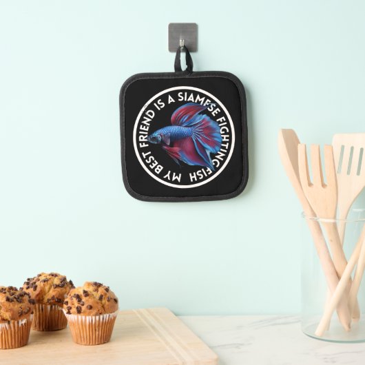 Best Friend Blue Red Betta Fish Pannenlap (Insitu(Ophanging))