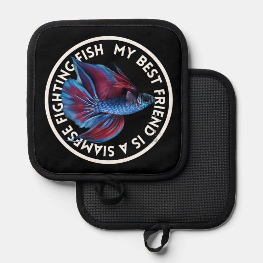 Best Friend Blue Red Betta Fish Pannenlap (Voorkant / Achterkant)