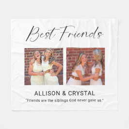 Best Friend Calligraphy 2 Photo Collage Quote Gift Fleece Deken
