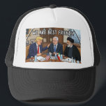Best Friend Cap ! Trucker Pet<br><div class="desc">Make a bold statement and spark some conversations with this hilarious, satirical cap! Featuring a high-quality, vibrant cartoon illustration of Donald Trump, Benjamin Netanyahu, and Masoud Pezeshkian sharing a laugh under the ironic "WE ARE BEST FRIENDS!" banner. Perfect for meme lovers, political junkies, or anyone with a sharp sense of...</div>
