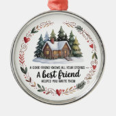 Best Friend Christmas Ornament | Snowy Tree Design (Voorkant)