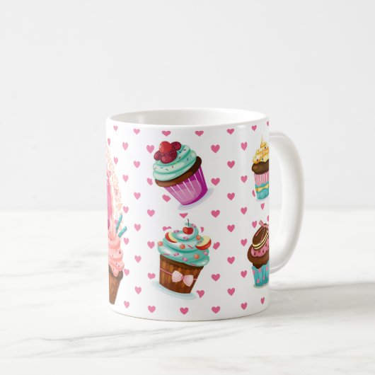 Best Friend Custom Coffee Mok met Cupcakes (Voorkant rechts)