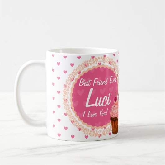 Best Friend Custom Coffee Mok met Cupcakes (Links)