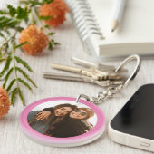 Best Friend Custom Photo Creëer je eigen roze Sleutelhanger (Voorkant Rechts)