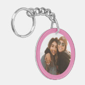 Best Friend Custom Photo Creëer je eigen roze Sleutelhanger (Voorkant Links)