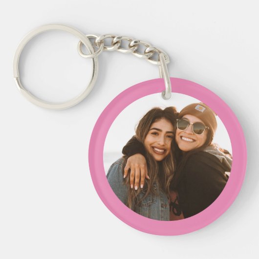 Best Friend Custom Photo Creëer je eigen roze Sleutelhanger (Voorkant)
