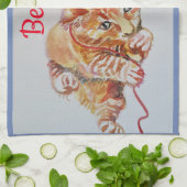 Best Friend Cute Cat Tabby Art Kitchen Tea Towel Theedoek (Gevouwen)