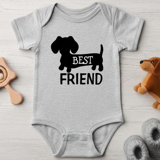Best Friend Dachshund One Piece Baby Outfit Unisex Romper