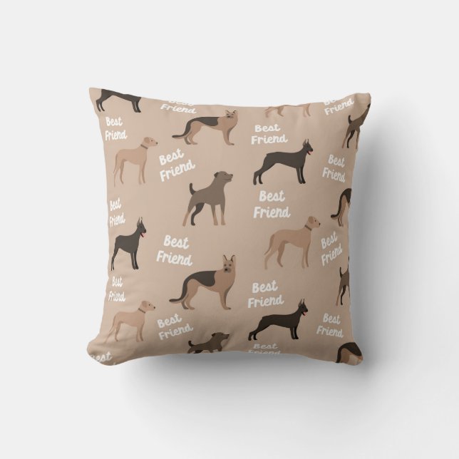 Best Friend Dog Pattern Kussen (Voorkant)