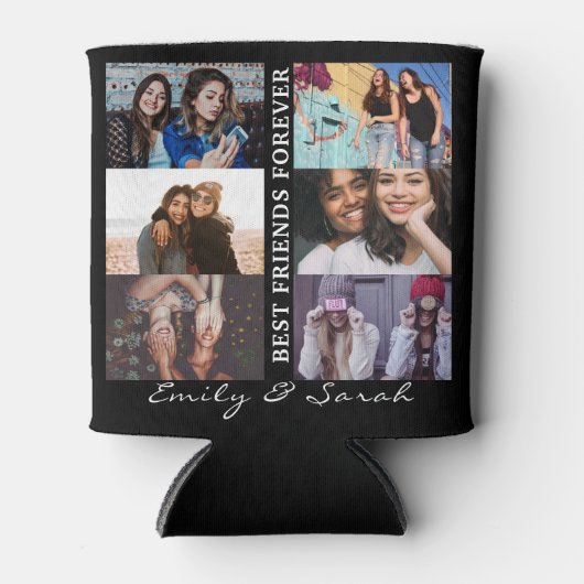 Best Friend Forever Custom 6 Foto collage & Name Blikjeskoeler (Voorkant)
