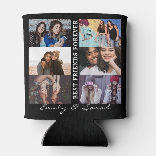 Best Friend Forever Custom 6 Foto collage & Name Blikjeskoeler (Achterkant)