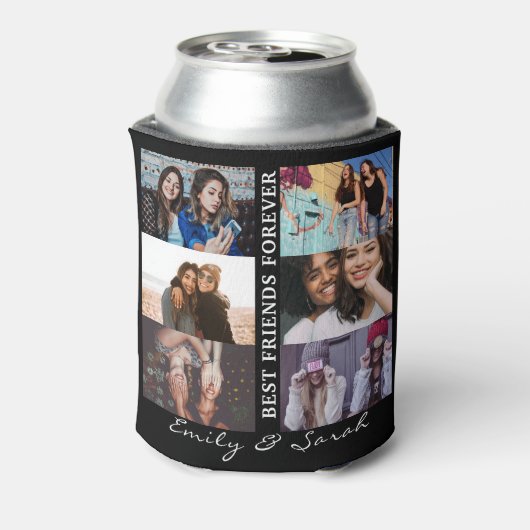 Best Friend Forever Custom 6 Foto collage & Name Blikjeskoeler (Blikje Achterkant)