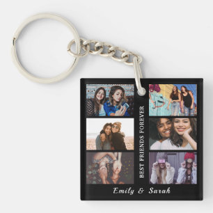 Best Friend Forever Custom 6 Foto collage & Name Sleutelhanger