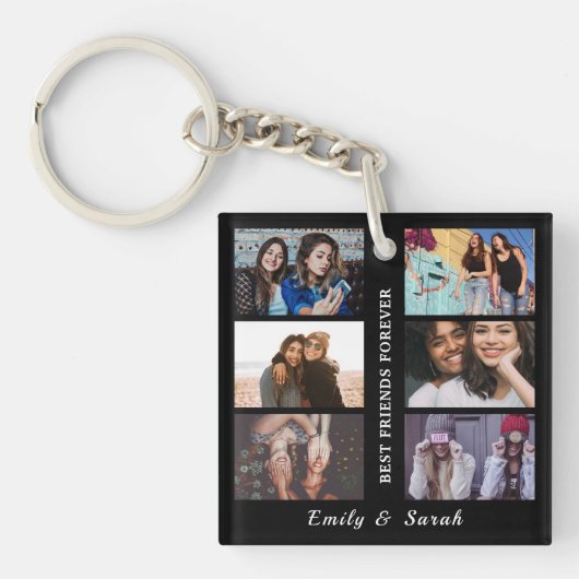 Best Friend Forever Custom 6 Foto collage & Name Sleutelhanger (voorkant)