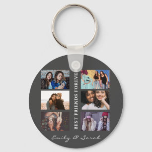Best Friend Forever Custom 6 Foto collage & Name Sleutelhanger