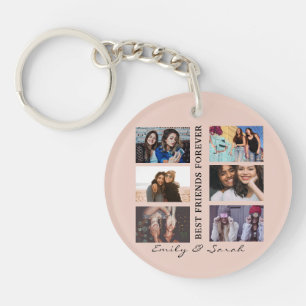 Best Friend Forever Custom 6 Photo collage & Name Sleutelhanger