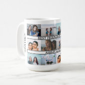 Best Friend Forever Custom Names 12 Photo Collage Koffiemok (Voorkant links)