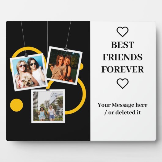 Best Friend Forever, gepersonaliseerd 3 Foto Colla Fotoplaat (Voorkant)