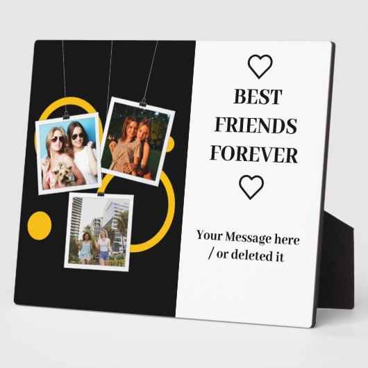 Best Friend Forever, gepersonaliseerd 3 Foto Colla Fotoplaat (Zijkant)