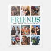 Best Friend Gift | Blauwgroen fotocollage Fleece Deken (Voorkant)