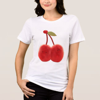 Best Friend Gift – Cute Cherry Duo with Happy Face Tri-Blend Shirt