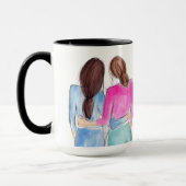 Best Friend Gift Twee brunette meisjes waterverf Mok (Links)