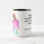 Best Friend Gift Twee brunette meisjes waterverf Mok (Midden)
