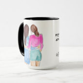 Best Friend Gift Twee brunette meisjes waterverf Mok (Voorkant links)