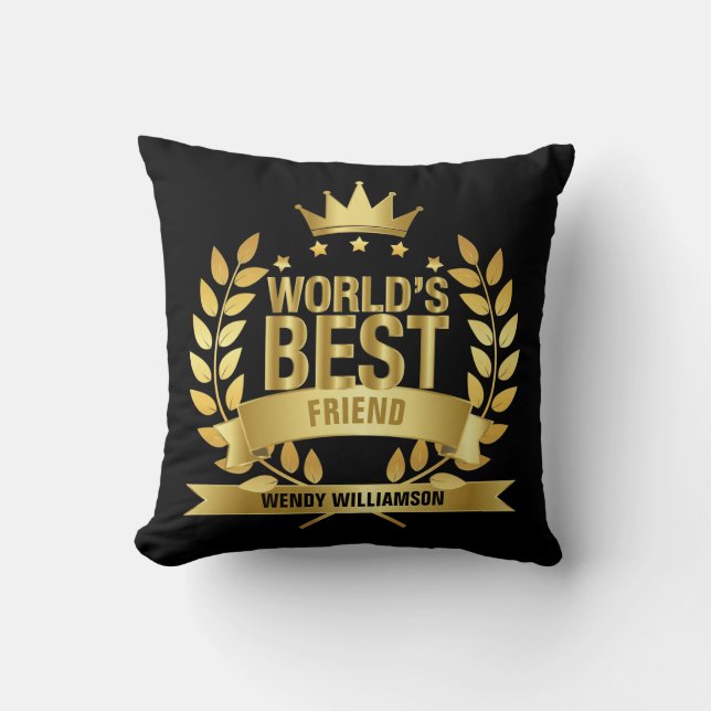 Best Friend Gold Fun Black ter wereld Kussen (Voorkant)