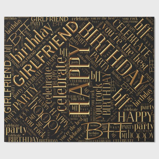 Best Friend Gold ID273, Word Cloud op geboortedag Cadeaupapier (Vlak)
